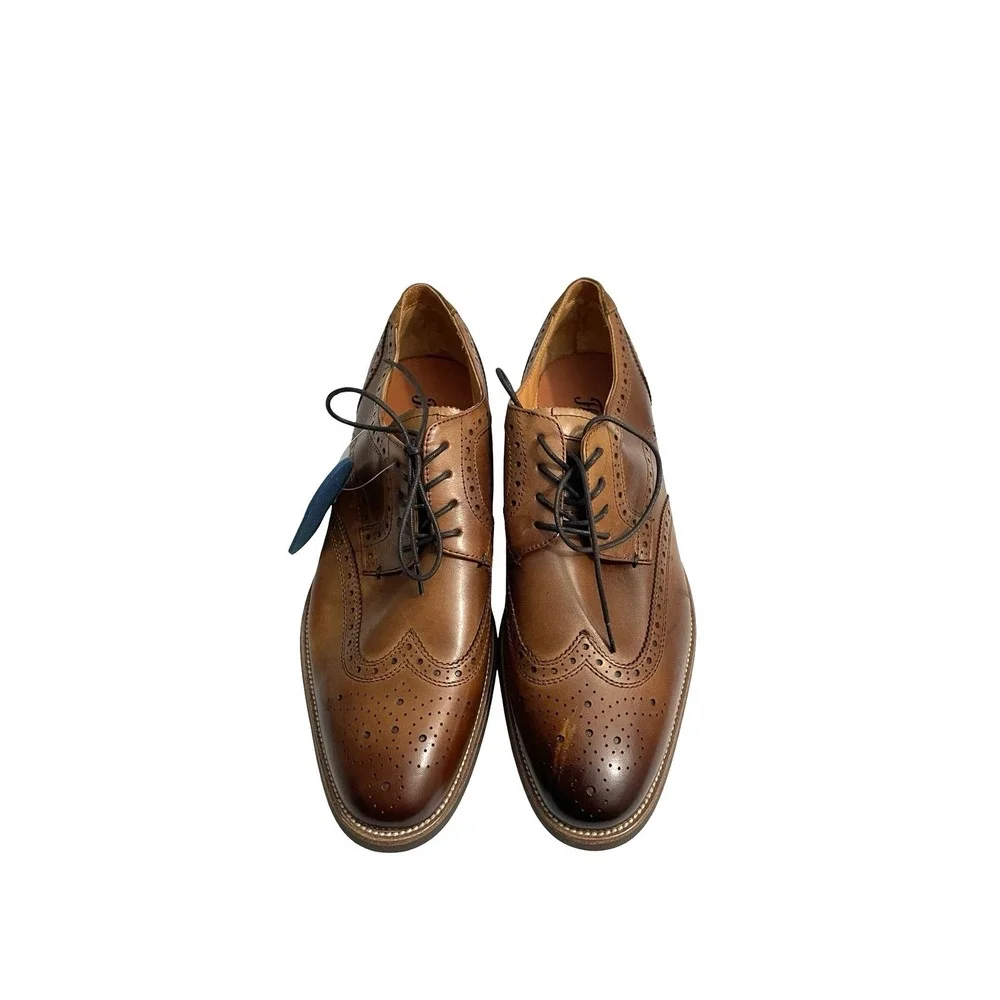 NEW Florsheim Midtown Wingtip Oxford leather shoes Size 8 Cognac brown